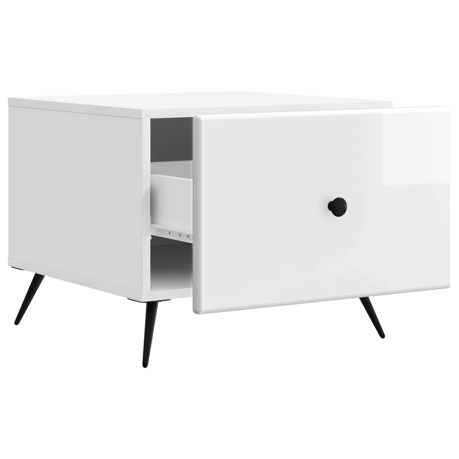 Tavolino da salotto con cassetto Bianco Lucido 49 x 50 x 40 cm