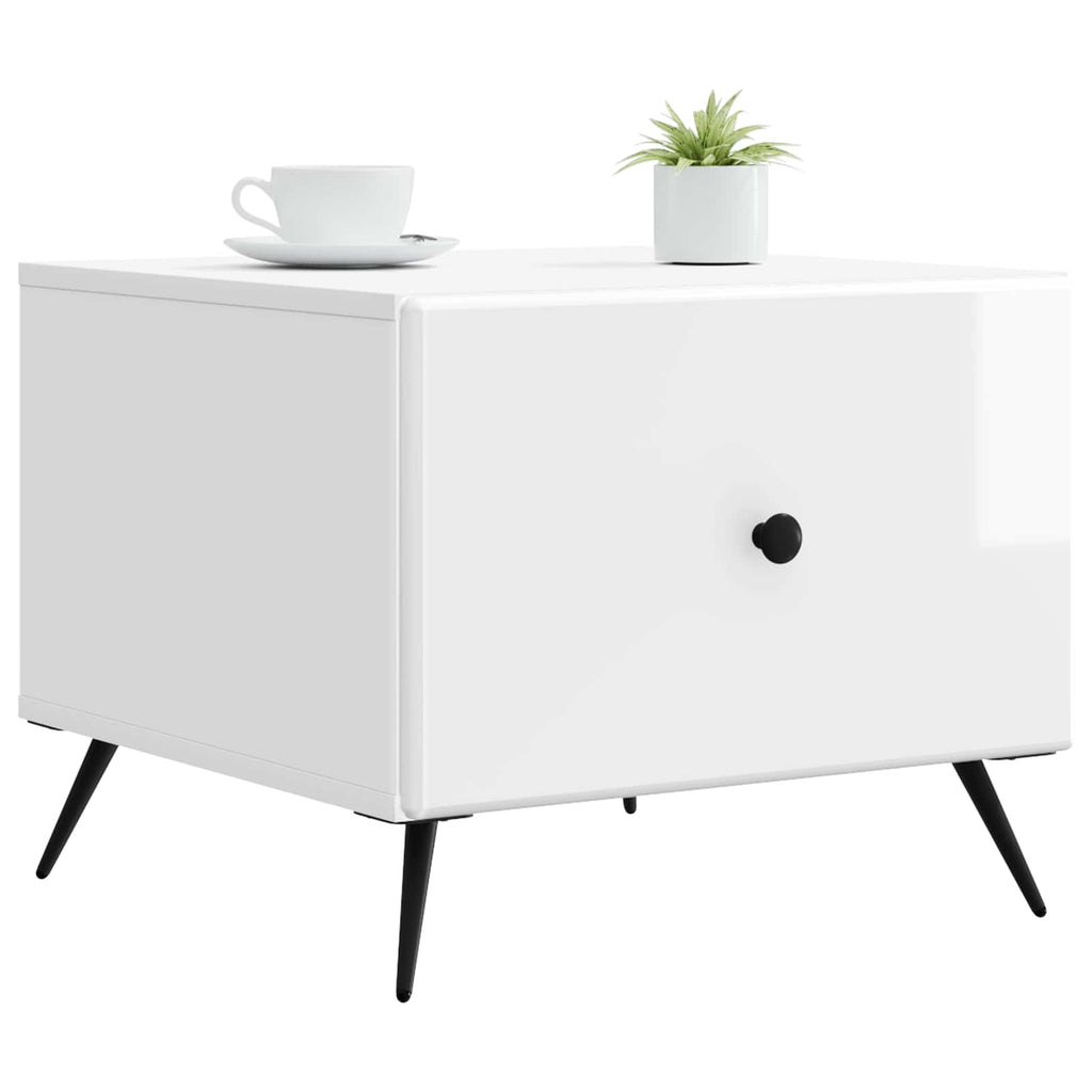 Tavolino da salotto con cassetto Bianco Lucido 49 x 50 x 40 cm