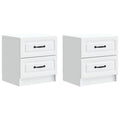 Armadio da Notte con cassetto 2 pcs Bianco 43 x 34,5 x 44,5 cm