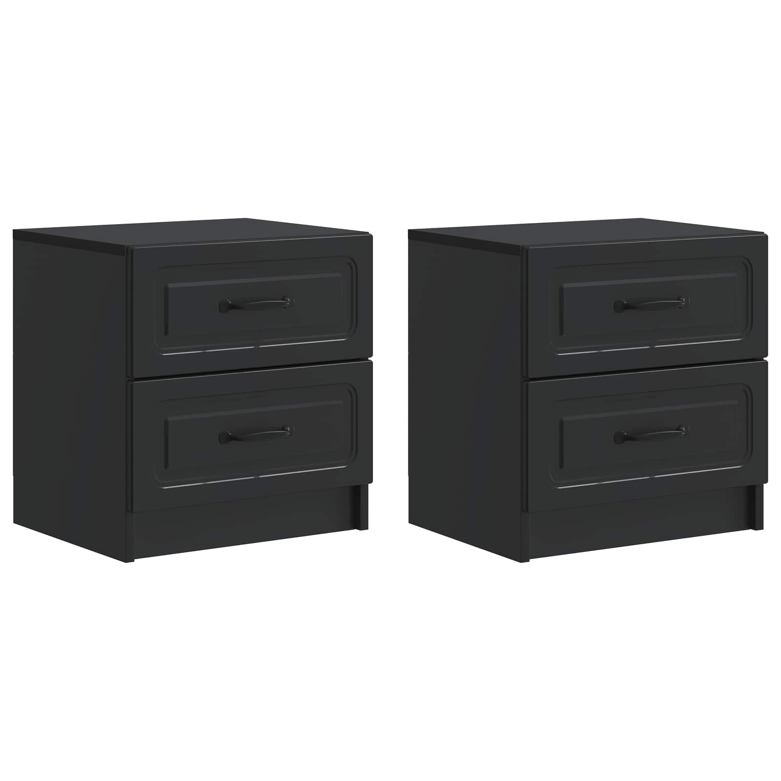 Armadio da Notte con cassetto 2 pcs Nero 43 x 34,5 x 44,5 cm