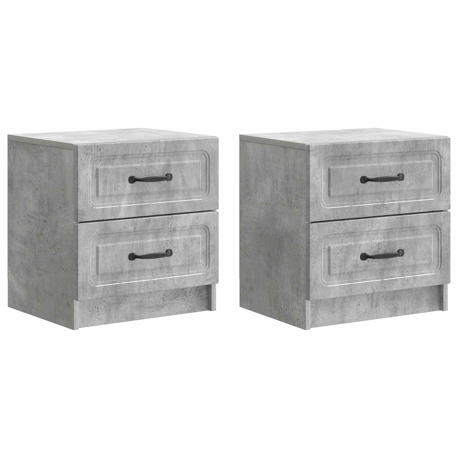 Armadio da Notte 2 pcs Grigio Cemento 43 x 34,5 x 44,5 cm