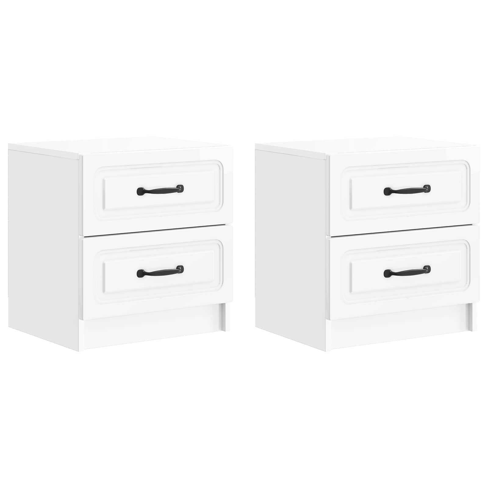 Armadio da Notte 2 pcs Bianco Lucido 43 x 34,5 x 44,5 cm