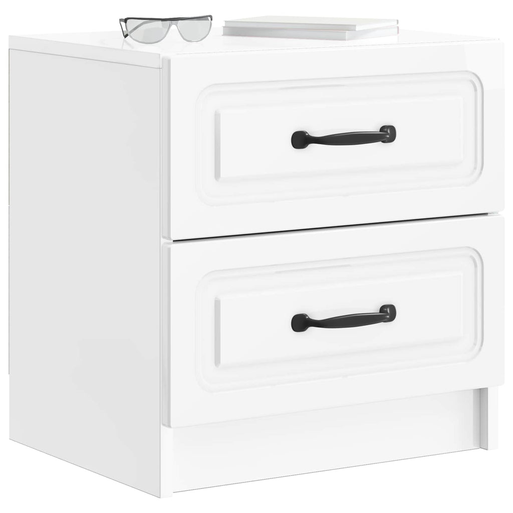 Armadio da Notte 2 pcs Bianco Lucido 43 x 34,5 x 44,5 cm