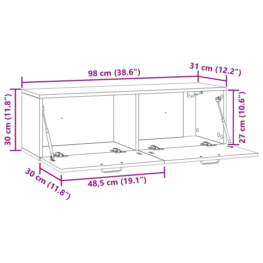 Mobile Porta TV da Muro Rovere Artigianale 98 x 31 x 30 cm