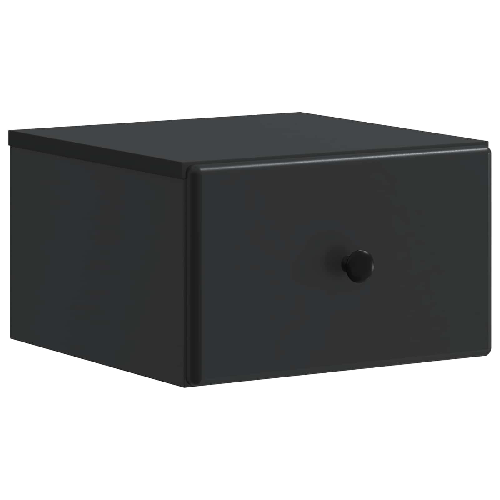 Mobiletto da notte a muro con cassetto Nero 34,5 x 33 x 20 cm