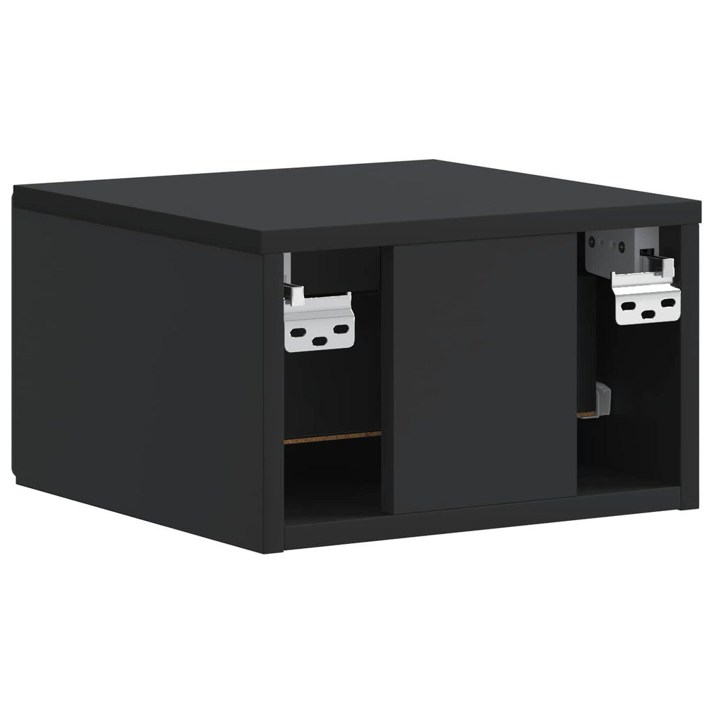 Mobiletto da notte a muro con cassetto Nero 34,5 x 33 x 20 cm