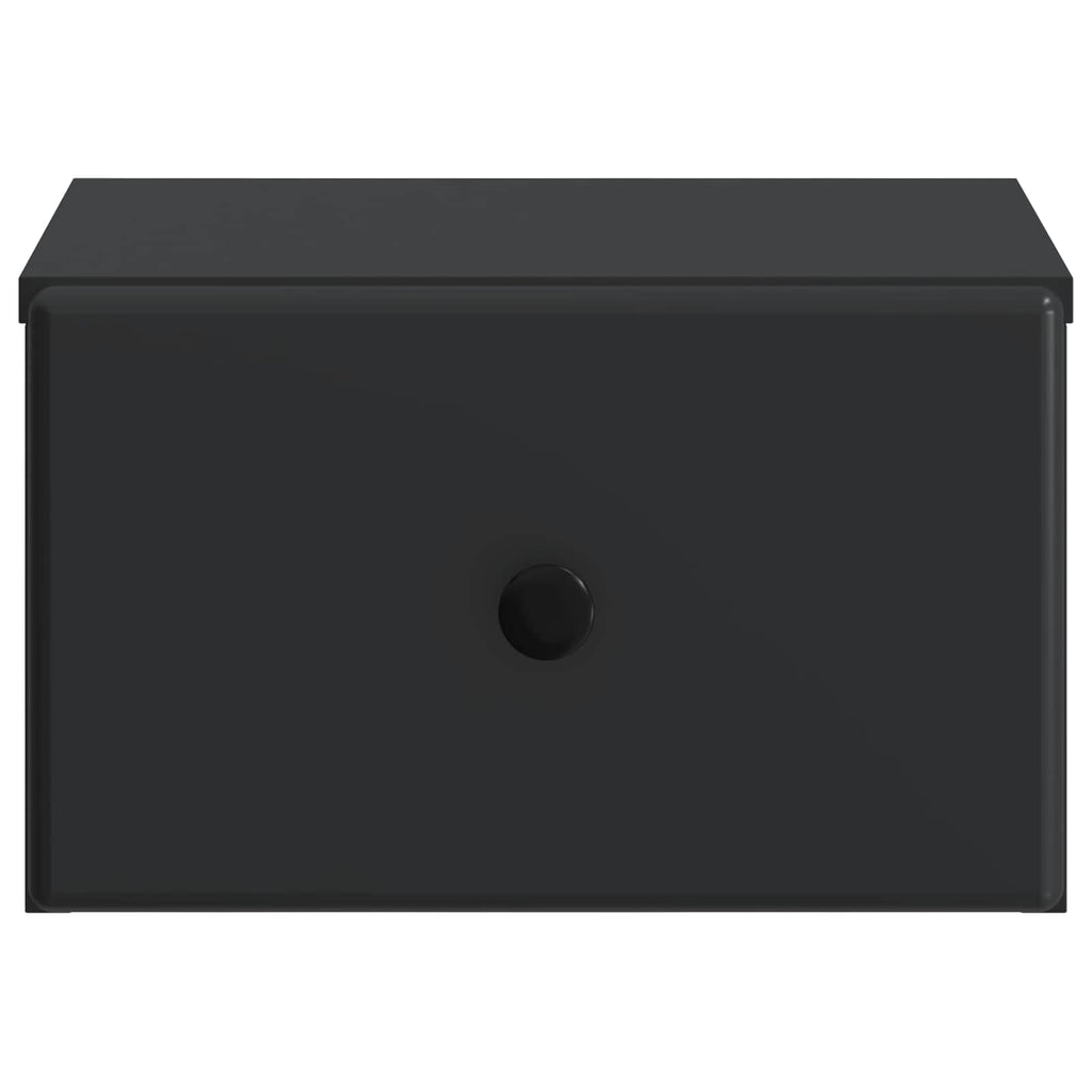 Mobiletto da notte a muro con cassetto Nero 34,5 x 33 x 20 cm