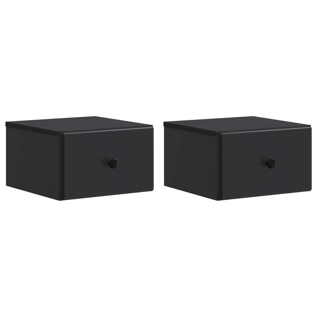 Mobiletto da notte a muro 2 pcs Nero 34,5 x 33 x 20 cm
