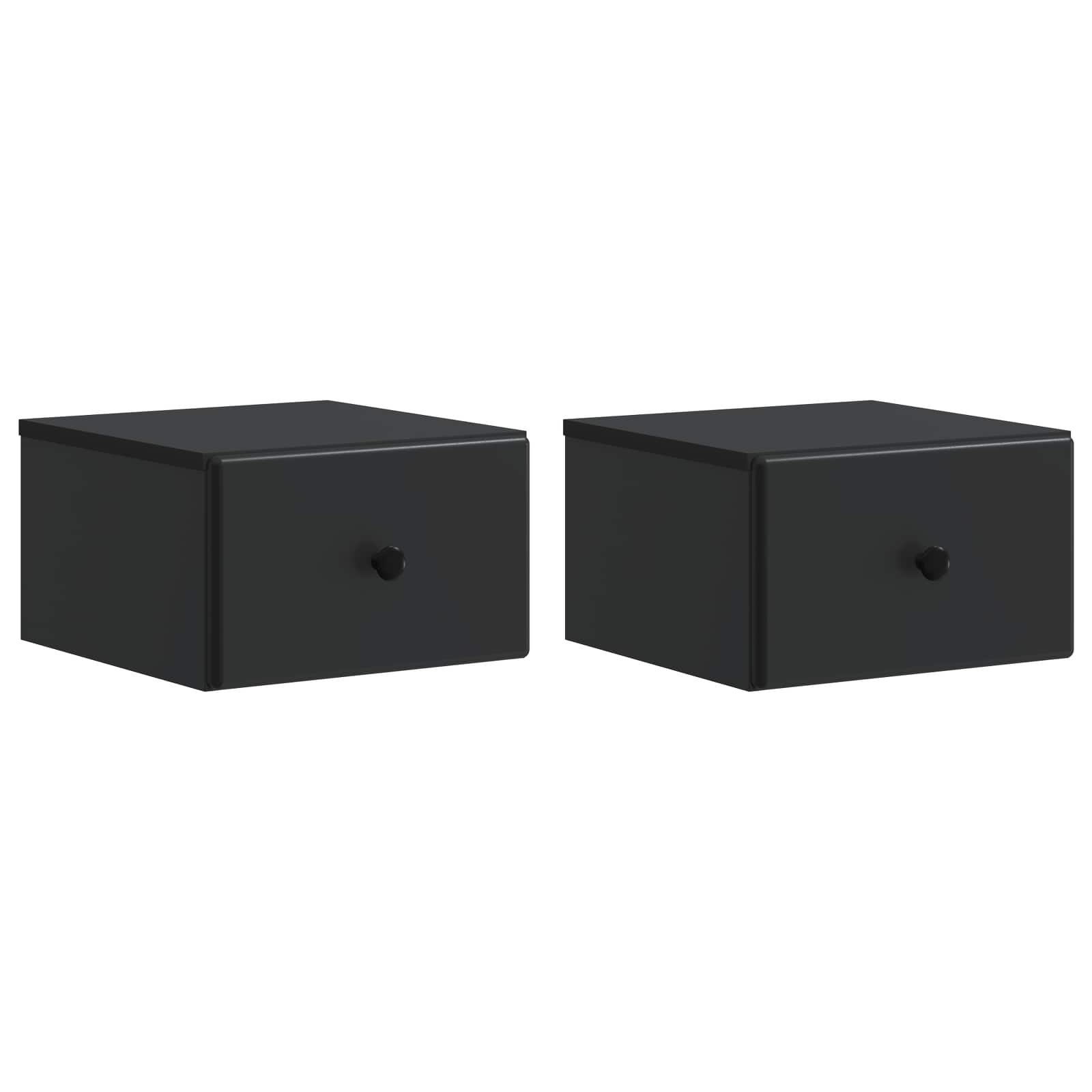 Mobiletto da notte a muro 2 pcs Nero 34,5 x 33 x 20 cm