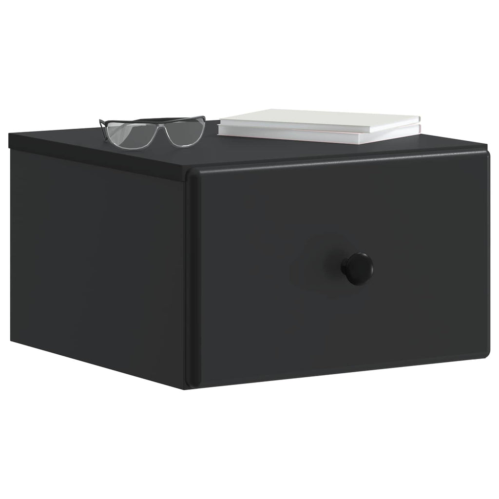 Mobiletto da notte a muro 2 pcs Nero 34,5 x 33 x 20 cm