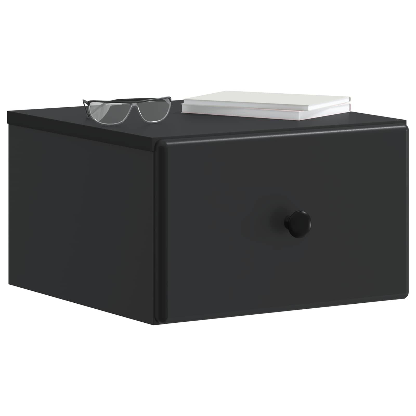 Mobiletto da notte a muro 2 pcs Nero 34,5 x 33 x 20 cm