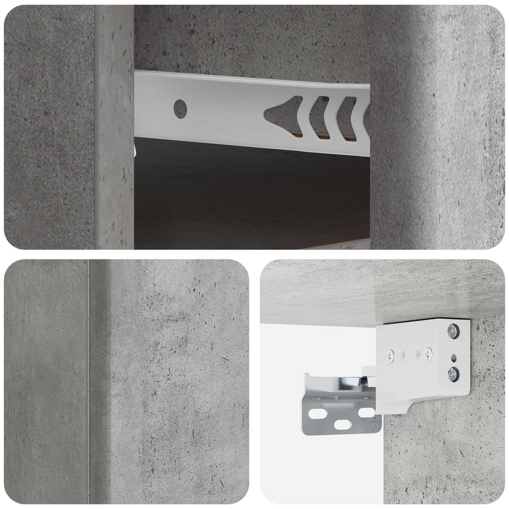 Mobiletto da notte a muro Grigio Cemento 34,5 x 33 x 20 cm