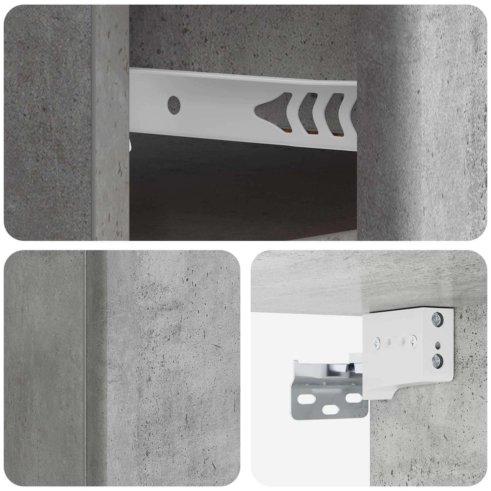 Mobiletto da notte a muro Grigio Cemento 34,5 x 33 x 20 cm