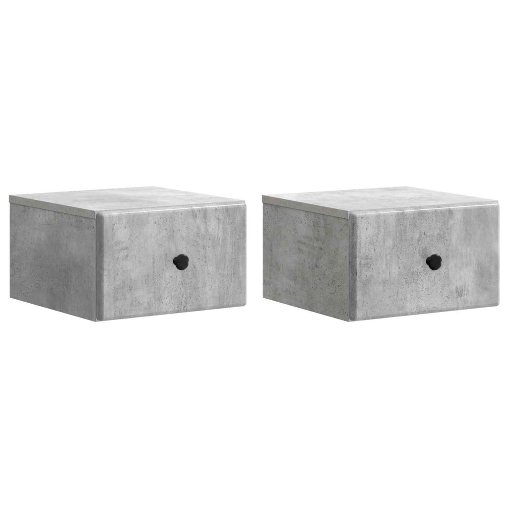 Mobiletto da notte a muro con cassetto 2 pcs Grigio Cemento