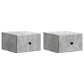 Mobiletto da notte a muro con cassetto 2 pcs Grigio Cemento