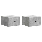 Mobiletto da notte a muro con cassetto 2 pcs Grigio Cemento