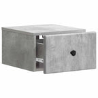 Mobiletto da notte a muro con cassetto 2 pcs Grigio Cemento
