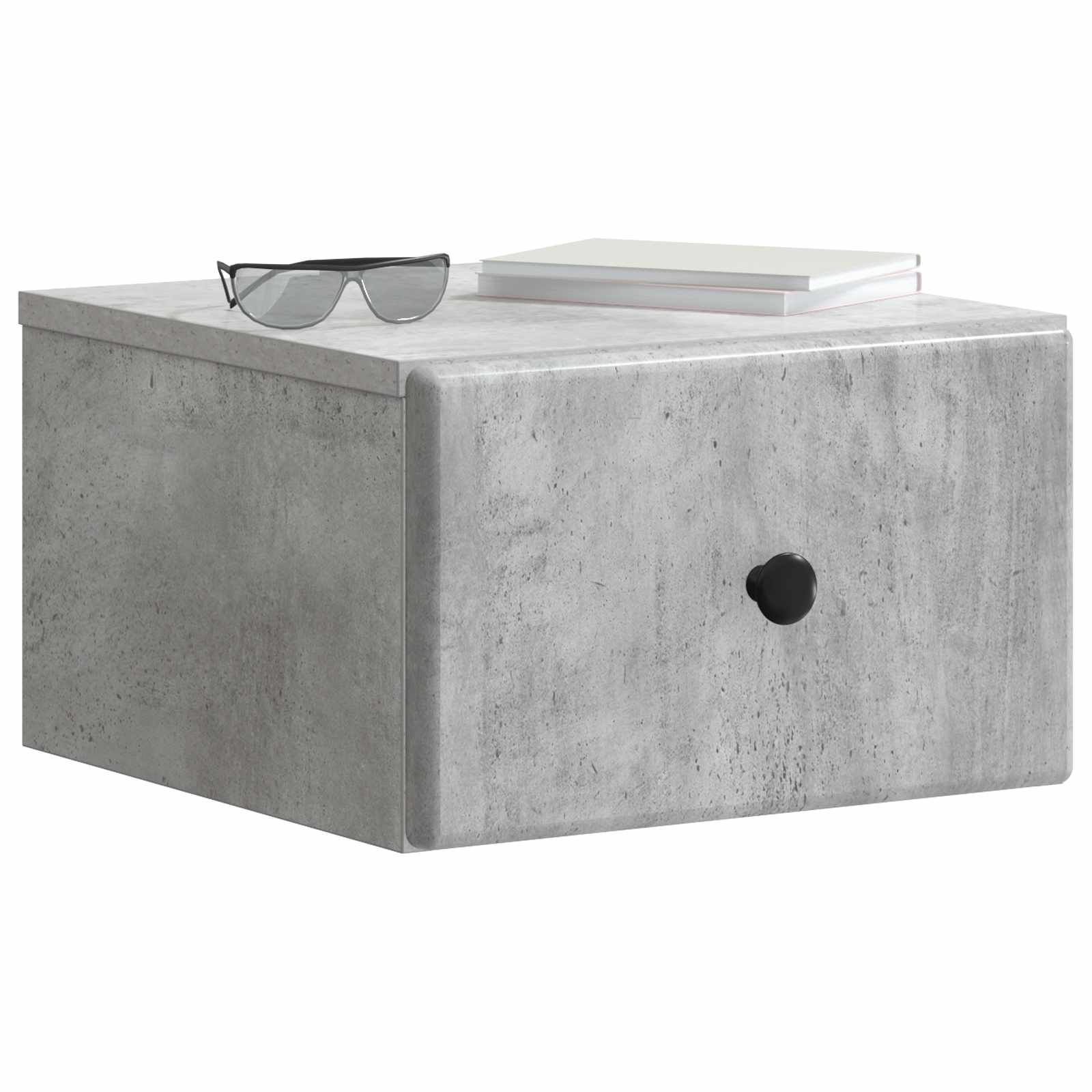 Mobiletto da notte a muro con cassetto 2 pcs Grigio Cemento