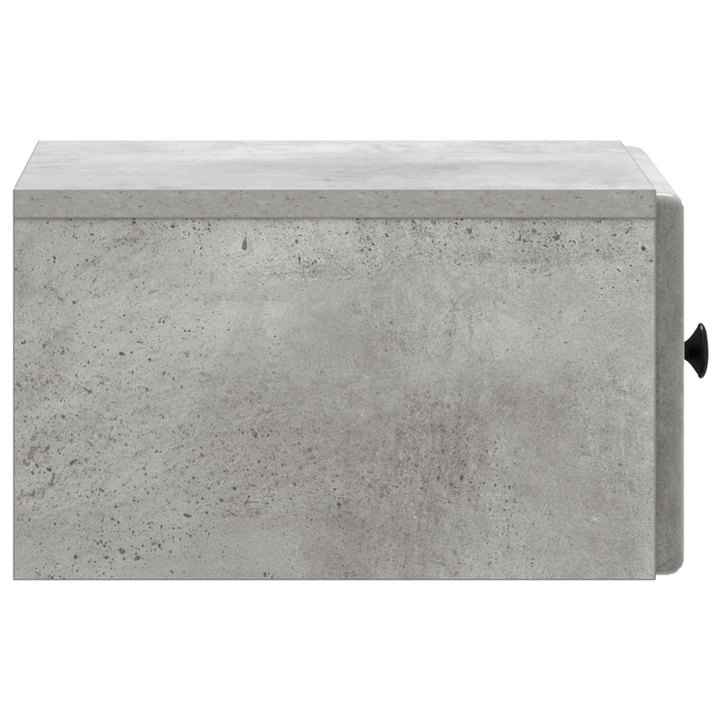 Mobiletto da notte a muro con cassetto 2 pcs Grigio Cemento