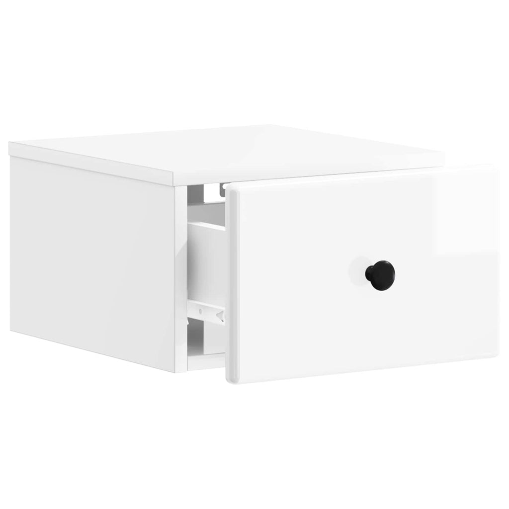 Mobiletto da notte a muro Bianco Lucido 34,5 x 33 x 20 cm