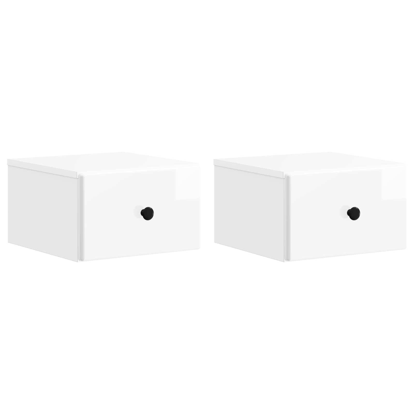 Mobiletto da notte a muro 2 pcs Bianco Lucido 34,5 x 33 x 20 cm