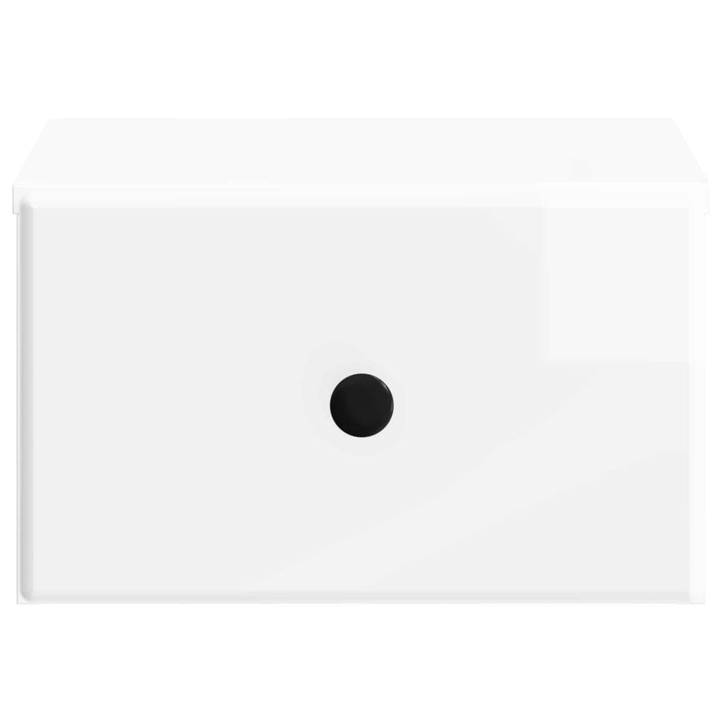 Mobiletto da notte a muro 2 pcs Bianco Lucido 34,5 x 33 x 20 cm