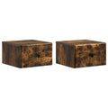 Mobiletto da notte a muro 2 pcs Rovere Fumo 34,5 x 33 x 20 cm