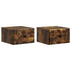 Mobiletto da notte a muro 2 pcs Rovere Fumo 34,5 x 33 x 20 cm