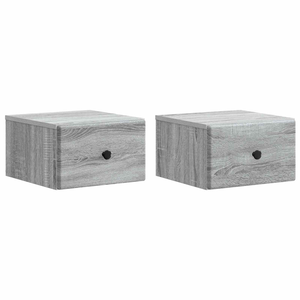 Mobiletto da notte a muro 2 pcs Grigio Sonoma 34,5 x 33 x 20 cm