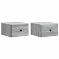 Mobiletto da notte a muro 2 pcs Grigio Sonoma 34,5 x 33 x 20 cm
