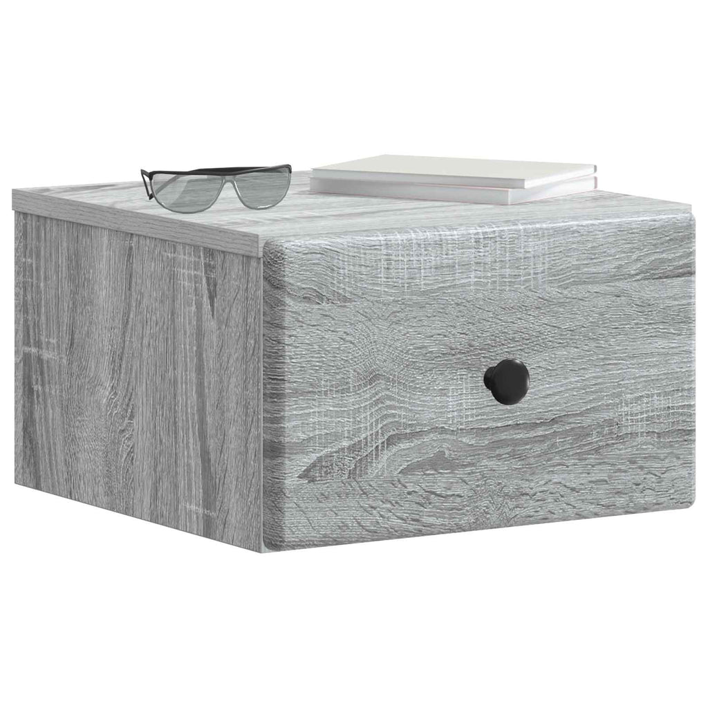 Mobiletto da notte a muro 2 pcs Grigio Sonoma 34,5 x 33 x 20 cm