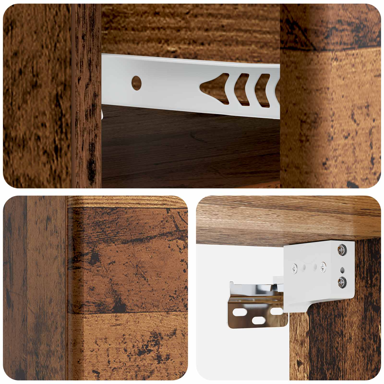 Mobiletto da notte a muro Legno antico 34,5 x 33 x 20 cm