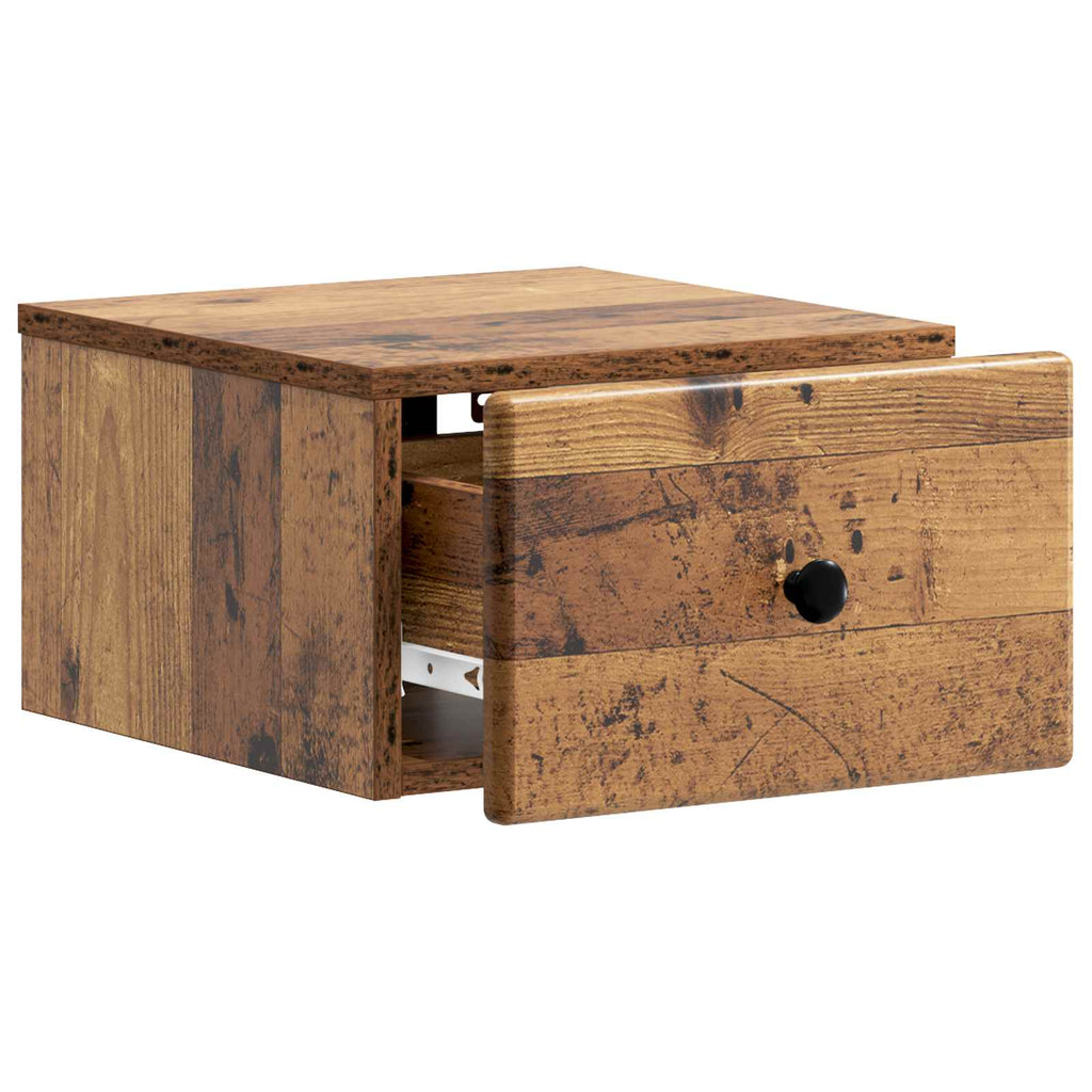 Mobiletto da notte a muro Legno antico 34,5 x 33 x 20 cm