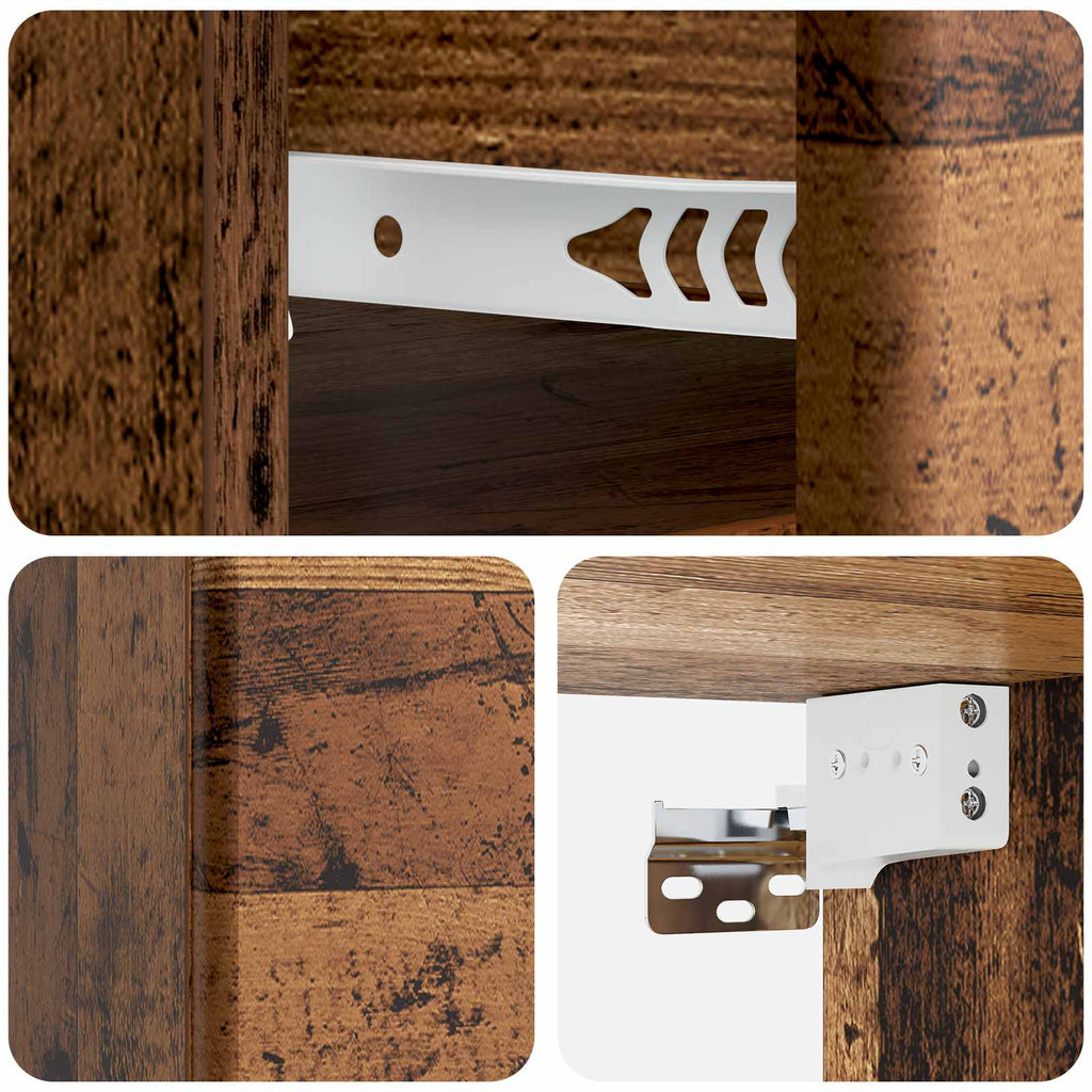 Mobiletto da notte a muro 2 pcs Legno antico 34,5 x 33 x 20 cm