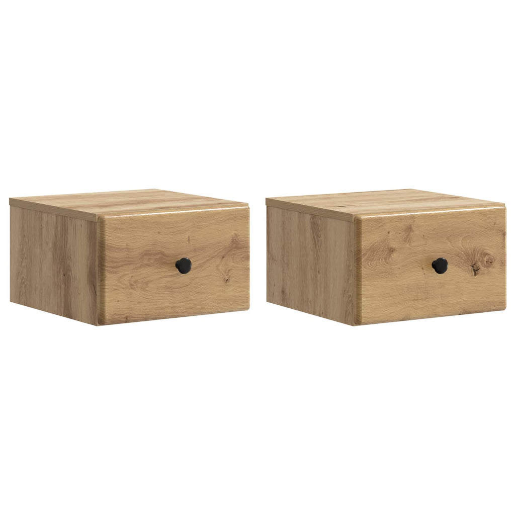 Mobiletto da notte a muro con cassetto 2 pcs Rovere Artigianale