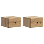 Mobiletto da notte a muro con cassetto 2 pcs Rovere Artigianale