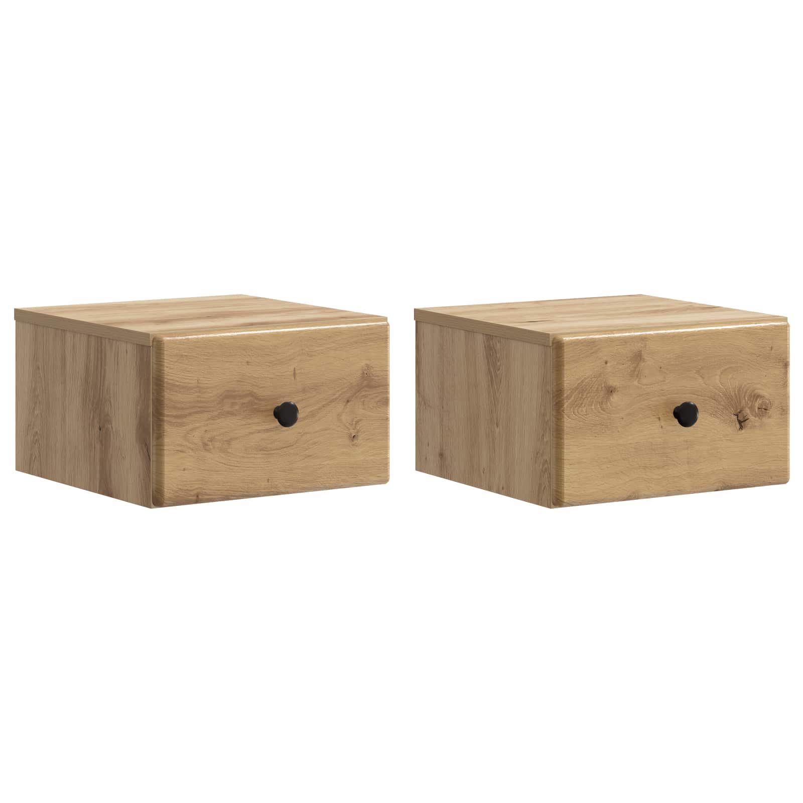 Mobiletto da notte a muro con cassetto 2 pcs Rovere Artigianale