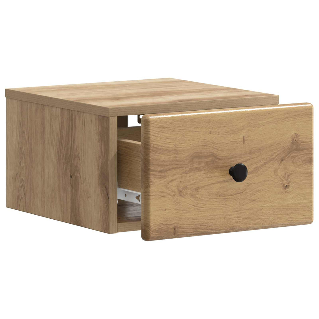 Mobiletto da notte a muro con cassetto 2 pcs Rovere Artigianale