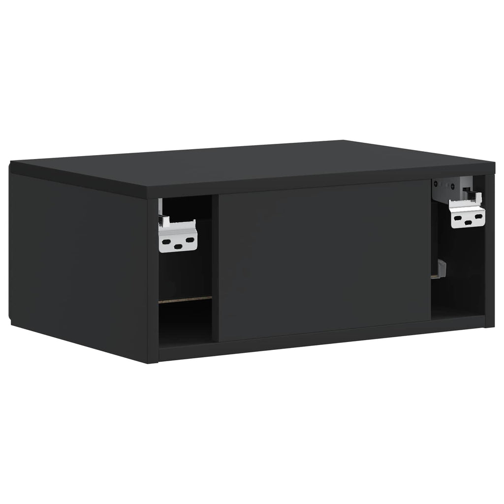 Mobiletto da notte a muro con cassetto Nero 49 x 34,5 x 20 cm