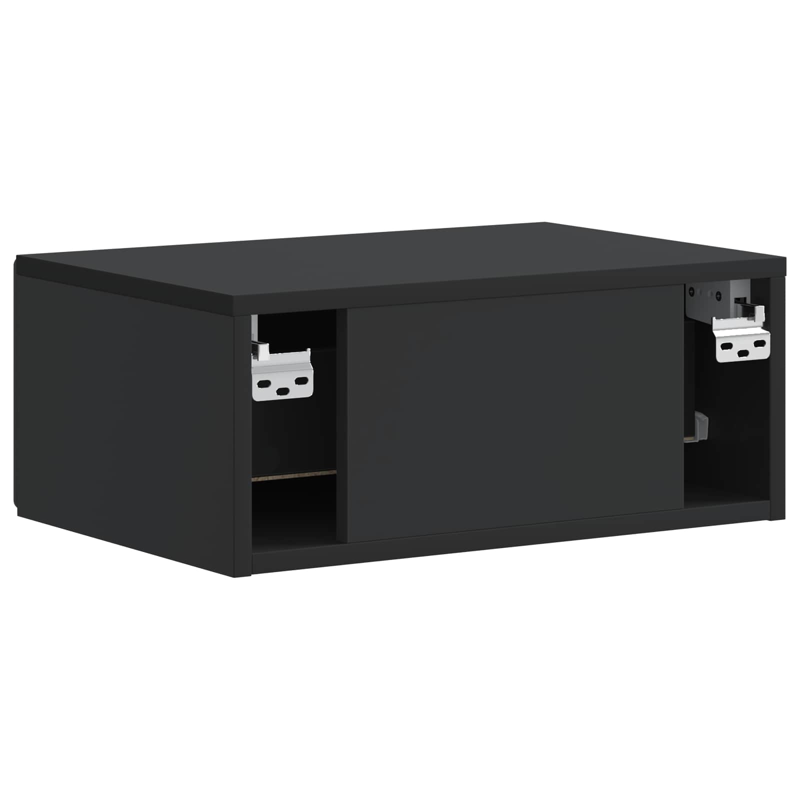 Mobiletto da notte a muro con cassetto Nero 49 x 34,5 x 20 cm