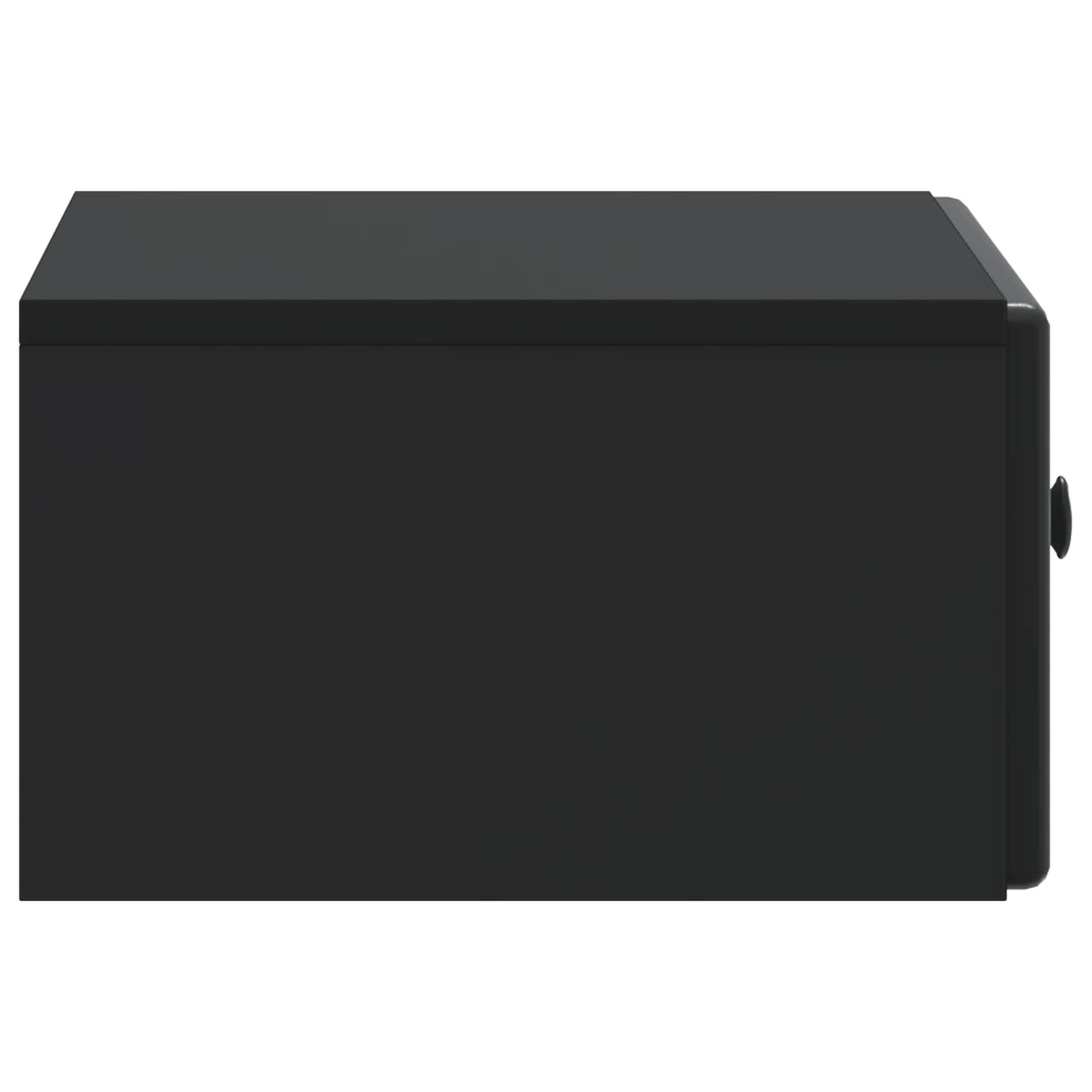 Mobiletto da notte a muro con cassetto Nero 49 x 34,5 x 20 cm
