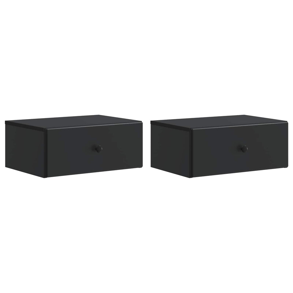 Mobiletto da notte a muro 2 pcs Nero 49 x 34,5 x 20 cm