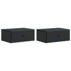 Mobiletto da notte a muro 2 pcs Nero 49 x 34,5 x 20 cm