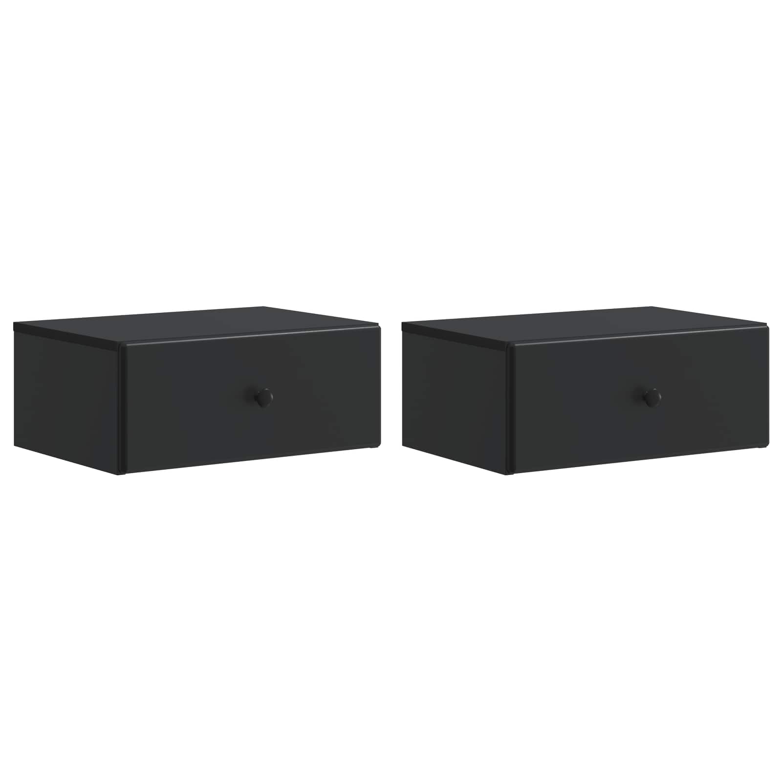 Mobiletto da notte a muro 2 pcs Nero 49 x 34,5 x 20 cm