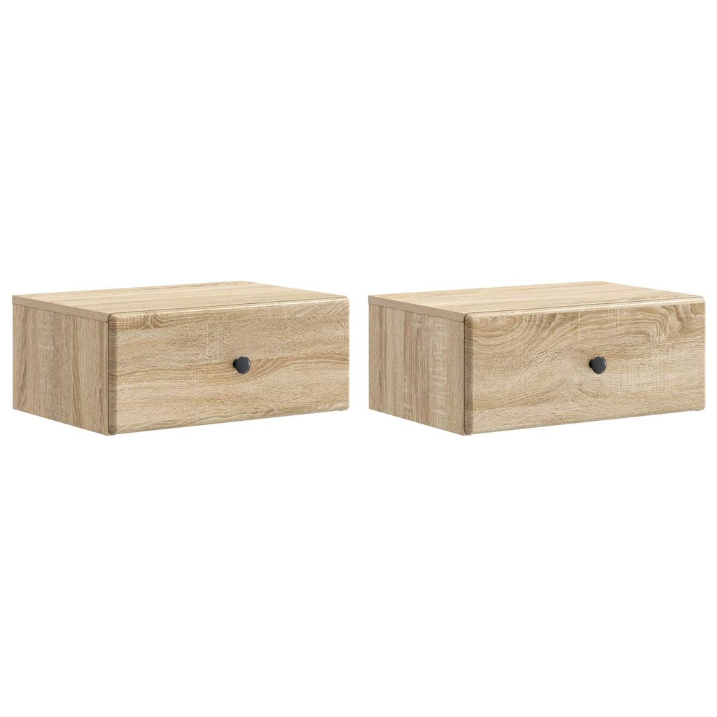 Mobiletto da notte a muro 2 pcs Rovere Sonoma 49 x 34,5 x 20 cm