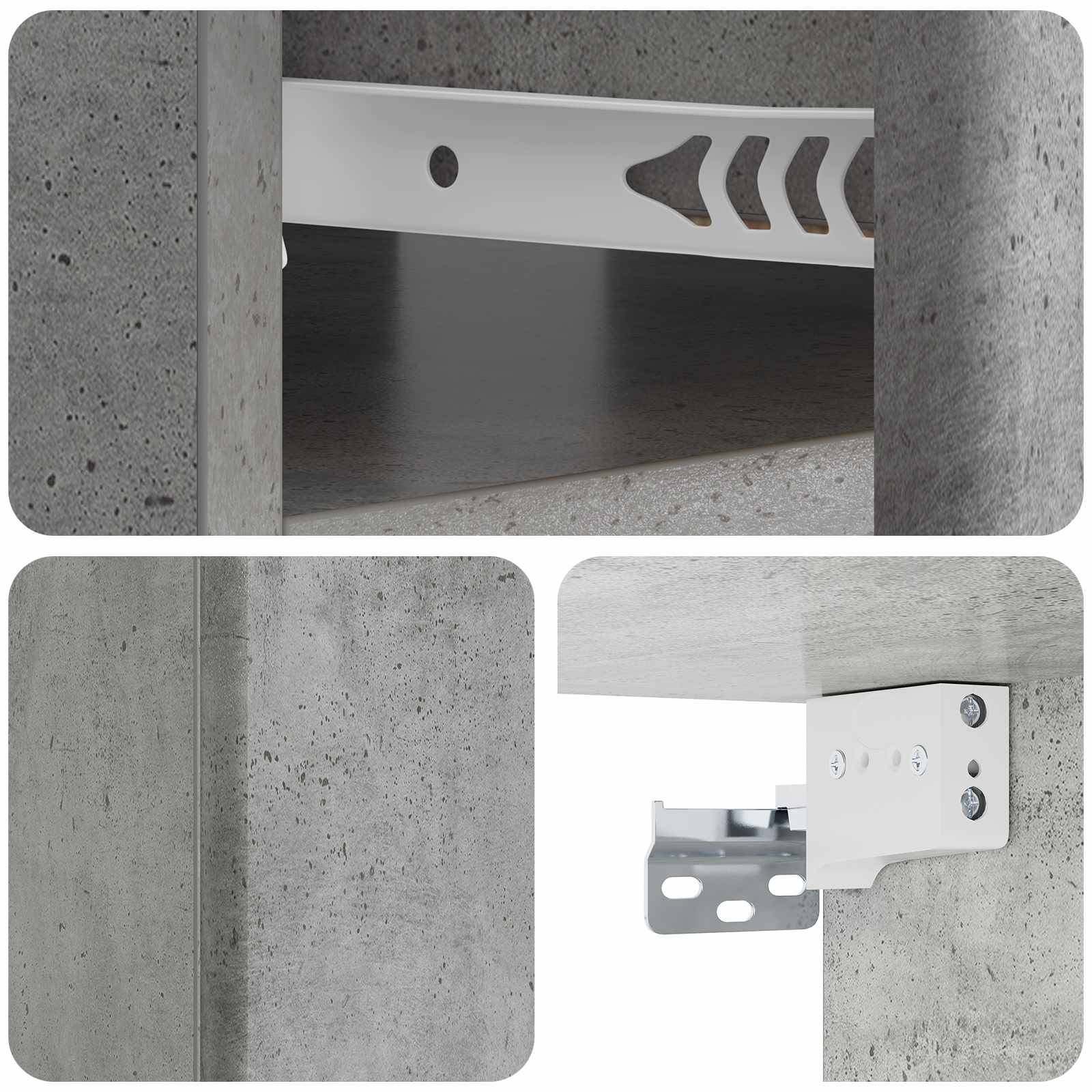 Mobiletto da notte a muro con cassetto 2 pcs Grigio Cemento