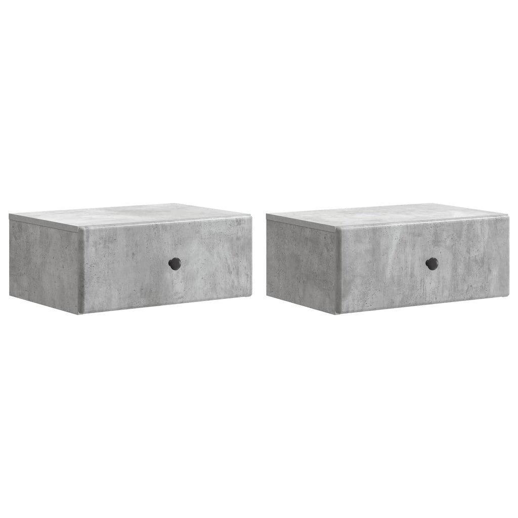 Mobiletto da notte a muro con cassetto 2 pcs Grigio Cemento