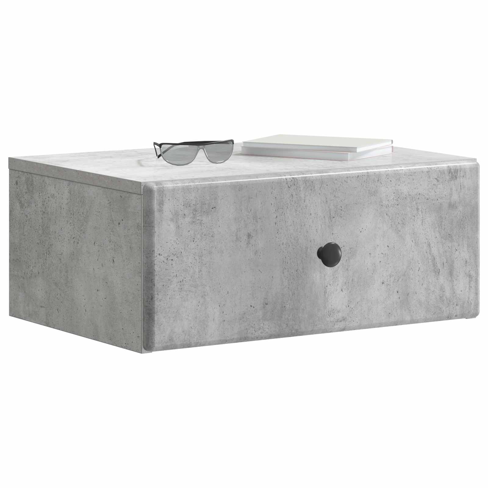 Mobiletto da notte a muro con cassetto 2 pcs Grigio Cemento