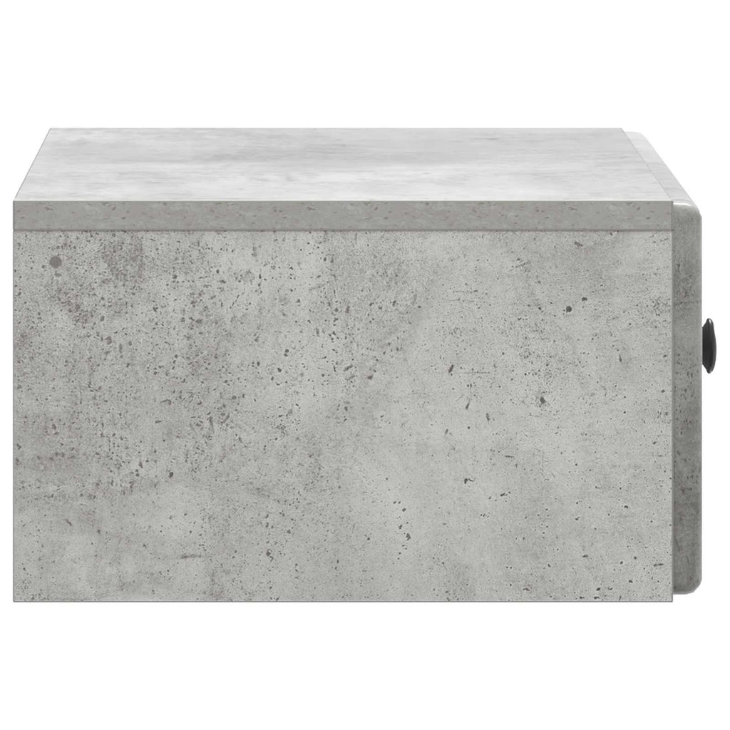Mobiletto da notte a muro con cassetto 2 pcs Grigio Cemento