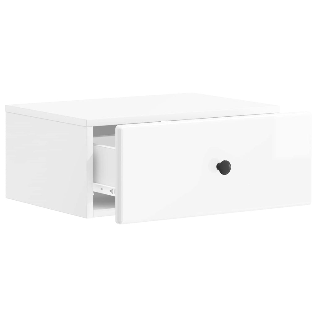 Mobiletto da notte a muro Bianco Lucido 49 x 34,5 x 20 cm
